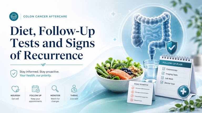 Living after colon cancer treatment: diet, follow up test and signs of recurrence